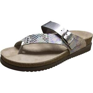 Metallic Silver Iridescent Women's Thong Sandal with Buckle